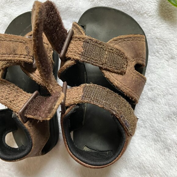Stride Rite Infant Toddler Sandals 5M | Brown Leather Adjustable Strap Sandals - Picture 10 of 15